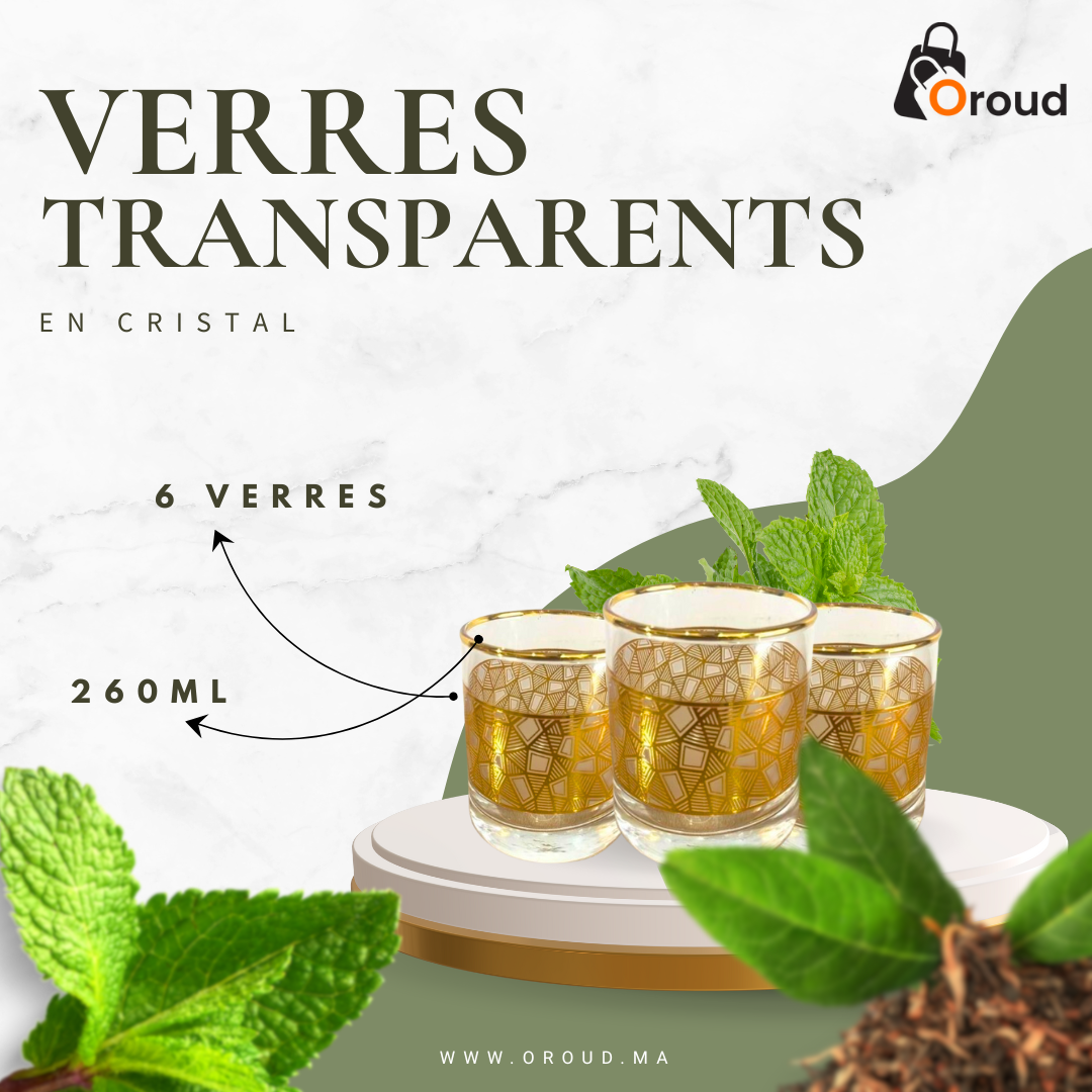 Image de Verres transparents En cristal - Set de 6 - 260 ml - Haute qualité - Élégance-MOTIFS ALEATOIRES - Unbranded