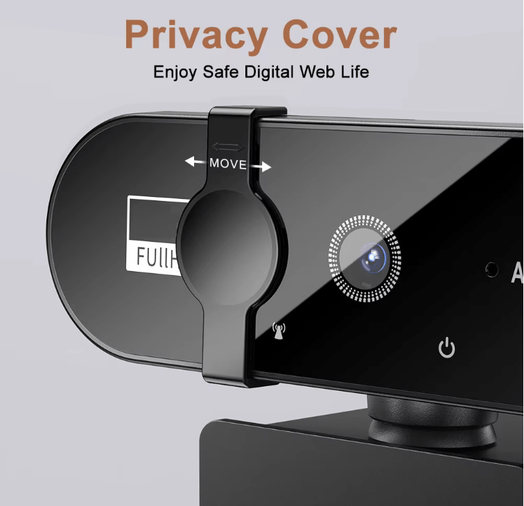 Image de Webcam 1080P Microphone integre, USB, avec couvercle anti-espion - Unbranded