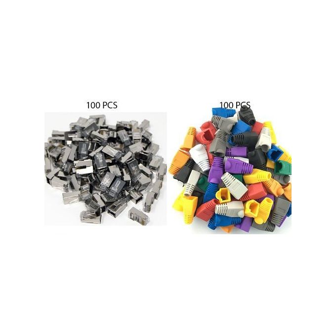 Image de 100 pièces Pleug Métal RJ45 Connecteur Cat 6 blindé spécial + 100 Caches - Unbranded