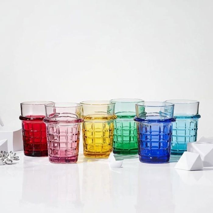 Image de 12 Verres à thé couleurs -Set de 12 Verre à thé – Ensemble élégant de 12 pièces cristallin couleurs - Unbranded