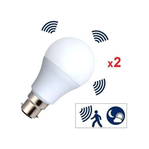 Image de 2 Ampoules LED B22, Lampe économe avec Détecteur, Lumière Blanche Pour Escalier - Unbranded