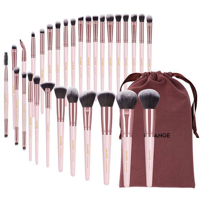 Image de 30pcs Pinceaux de maquillage manche noir tube or avec Sac - Unbranded