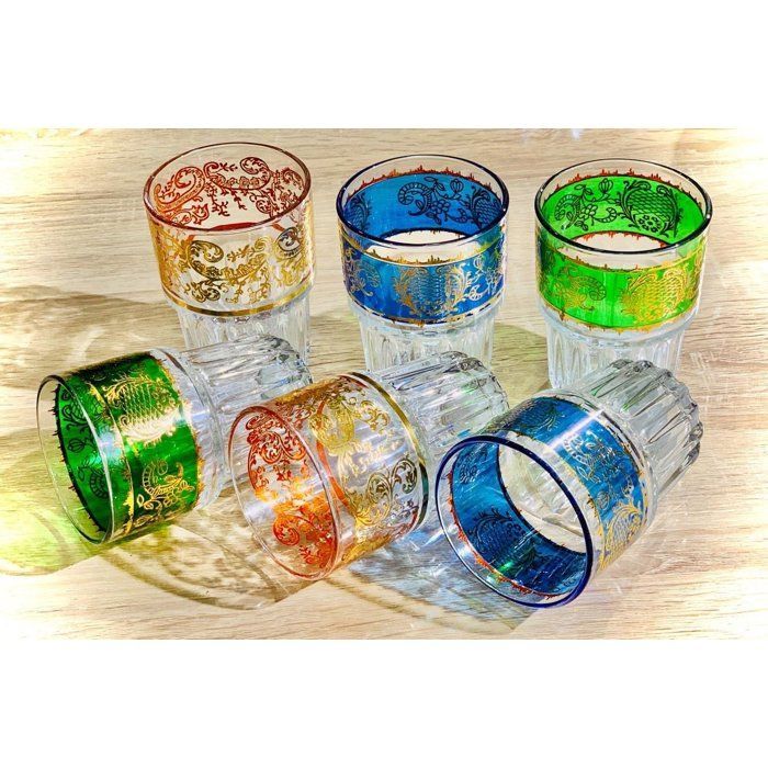Image de 6 Verres à eau en couleurs - Cristalin - Lot de 6 - 300ML - Couleurs variées - Verre épais - Unbranded