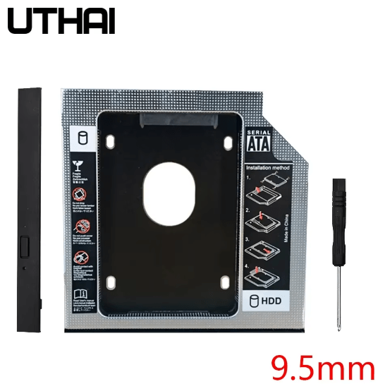 Image de Adaptateur Support pour 2eme disque dur 2,5 "SSD Caddy Disque Baie Lecteur Optique Dur 9,0 mm SATA vers SATA,PC Portables - Unbranded