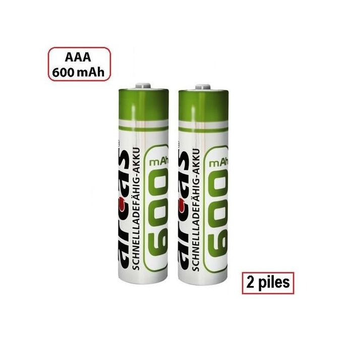 Image de Arcas 2 Piles Rechargeables 600 mAh AAA // 2 Piles Blister - Unbranded