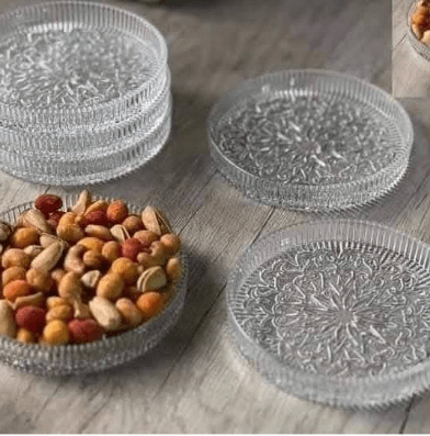 Image de Assiette à dessert - MARQUE - Set de 6 assiettes en verre - 12 cm - Transparent - Haute qualité - Unbranded