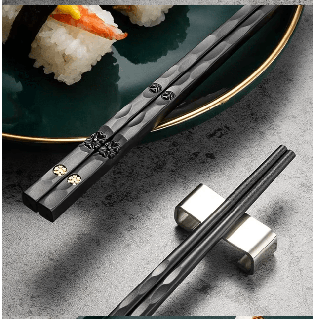 Image de Baguettes Chinoises Japonaises en Alliage, Réutilisables, Résistantes à la Moisissure, 5 Paires - Unbranded