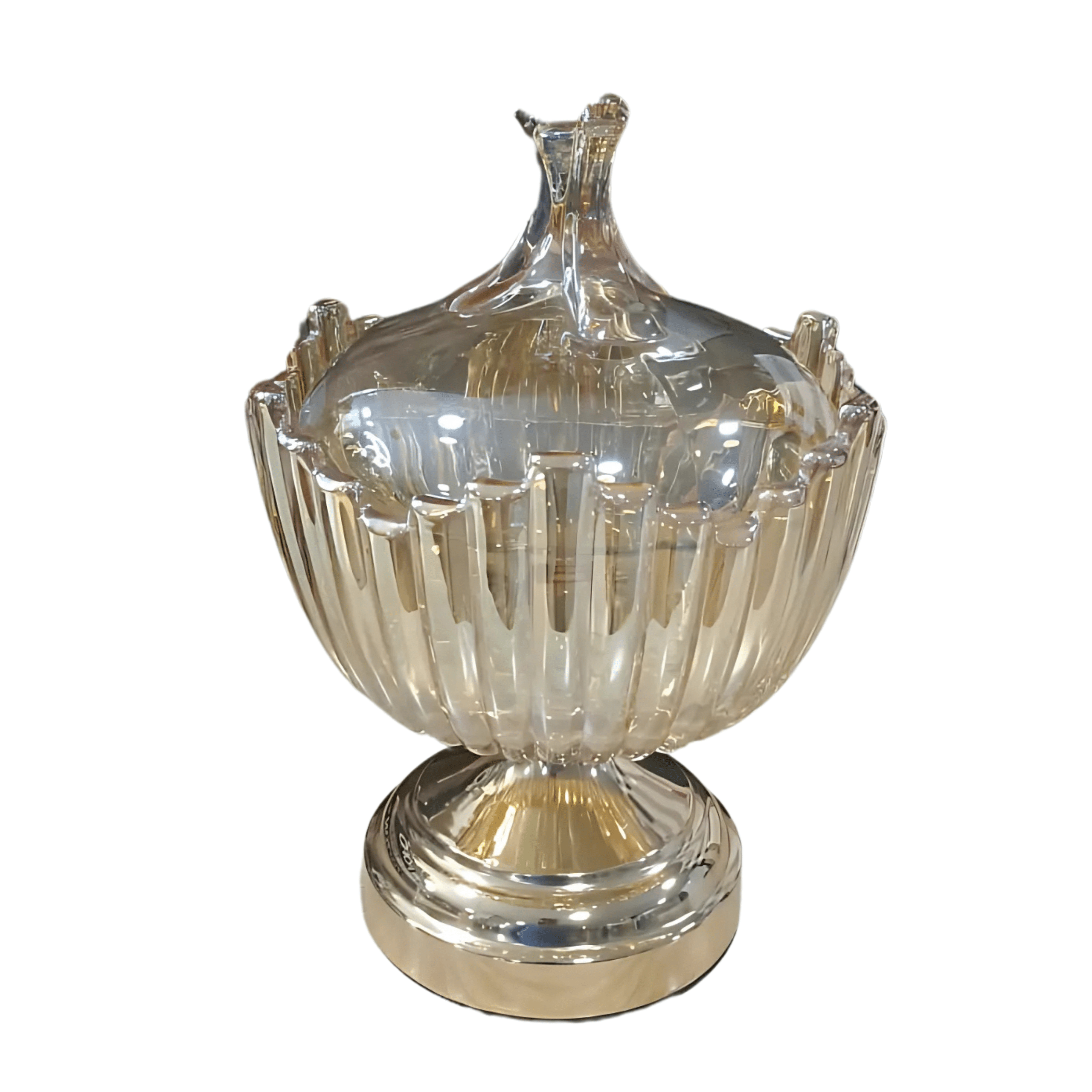 Image de Bocal à Bonbons en Verre de Cristal Doré - Unbranded