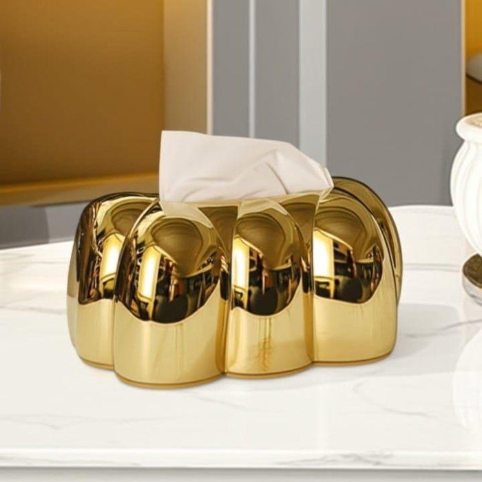Image de Boîte à mouchoirs dorée au design ovale forme escargot doree – Pour voiture, maison et bureau - Unbranded