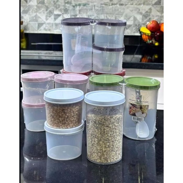 Image de Boîtes de stockage - 3 pièces - Avec cuillère en plastique - Couleurs aléatoires - Unbranded