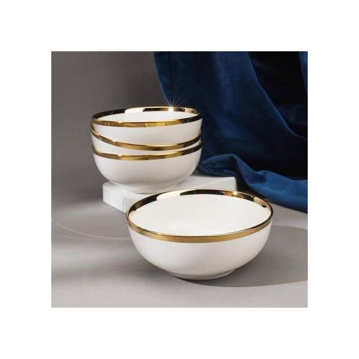 Image de Bol à Nouilles - 12cm - Porcelaine - Bordure dorée - Usage domestique - Unbranded