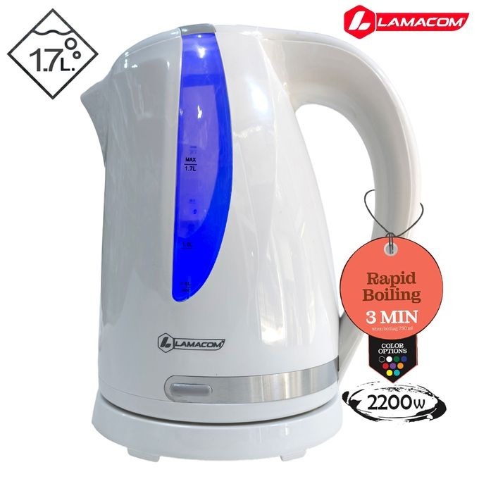 Image de Bouilloire Électrique Lamacom 1,7 Litre - 2200 Watt - Chaudière à eau équipée d'une technologie d'extinction intelligente, conception sans fil à 360 degrés - Design moderne - Unbranded