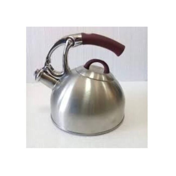 Image de Bouilloire - Inox - 3L - Manche en bois - Antidérapante - Sifflet intégré - Unbranded