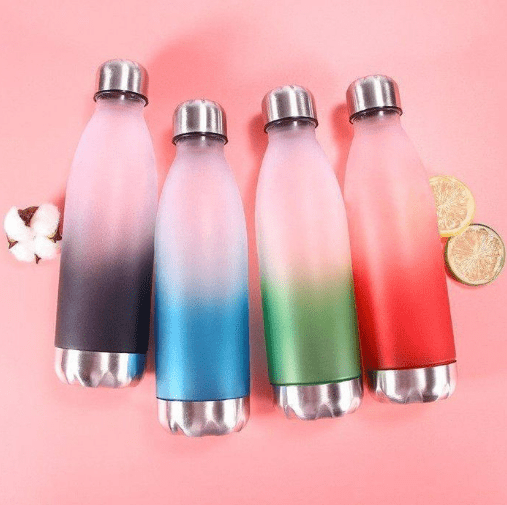 Image de Bouteille d'eau isotherme - Sport - 500ml - Plastique sans BPA - Couverture inoxydable - Couleurs aléatoires - Unbranded