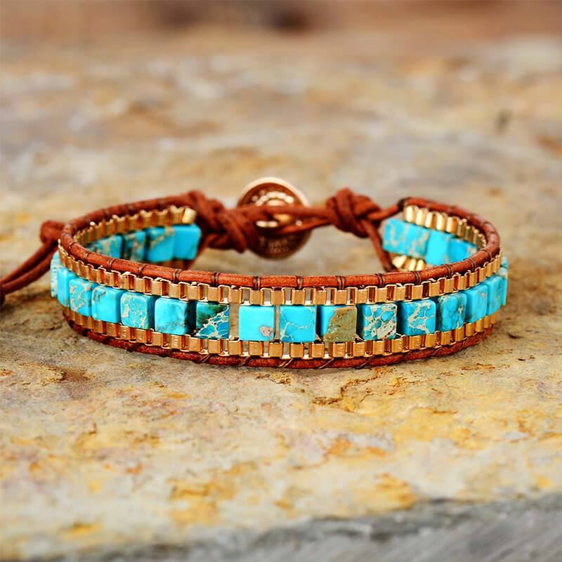 Bracelet Style Bohémien en Pierres Turquoises