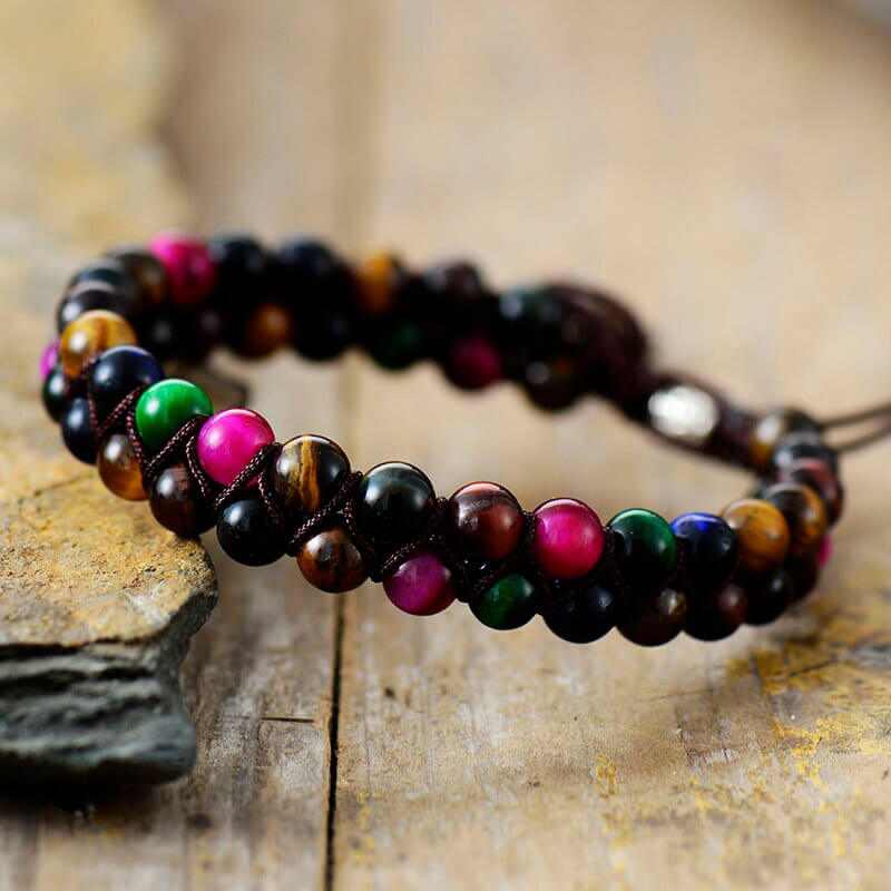 Image de Bracelet Tressé en Œil de Tigre - Unbranded