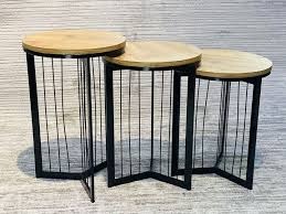 Image de BTM Table Basse Ronde, Set de 3, Table d'appoint pour Chambre à Coucher Balcon, Tables gigognes pour Salon,Table Basse Ronde, d'appoint pour Chambre à Coucher Balcon,Brun - Unbranded