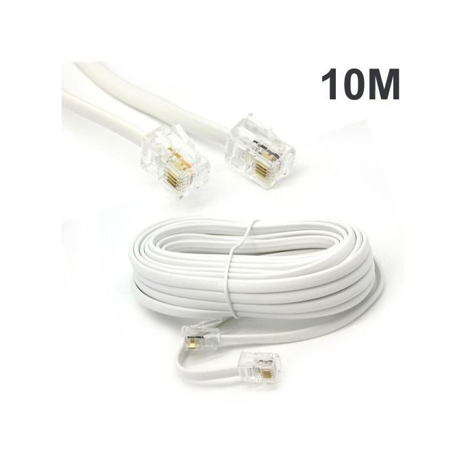 Image de Cable RJ11 10M - Cordon Téléphonique pour Téléphone Fix, ADSL,Fax.. 10 Mètres RJ11 - Unbranded