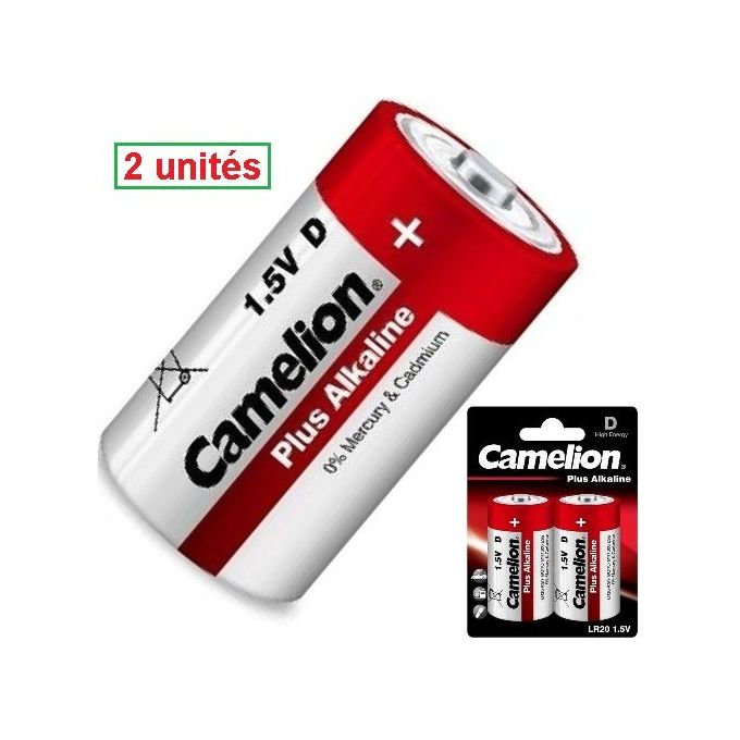 Camelion 2 Piles Alcalines Type D // Plus Alkaline LR20 1.5v