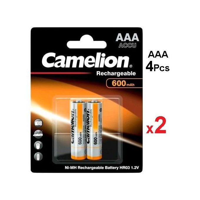 Image de Camelion 4 Piles AAA Capacité 600 mAh // Piles Rechargeables 4 Unité