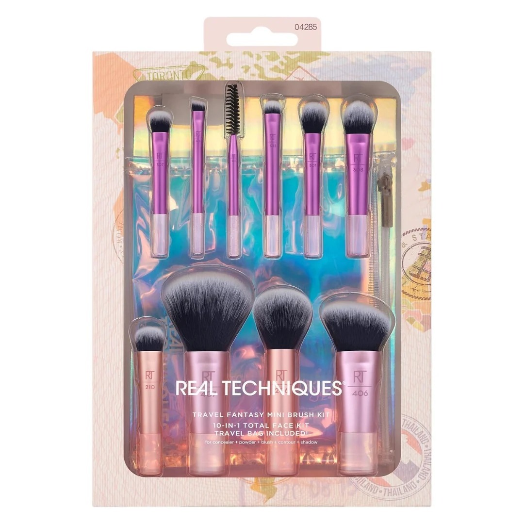 Coffret de 10 Mini Pinceaux de Maquillage pour Voyage + Trousse