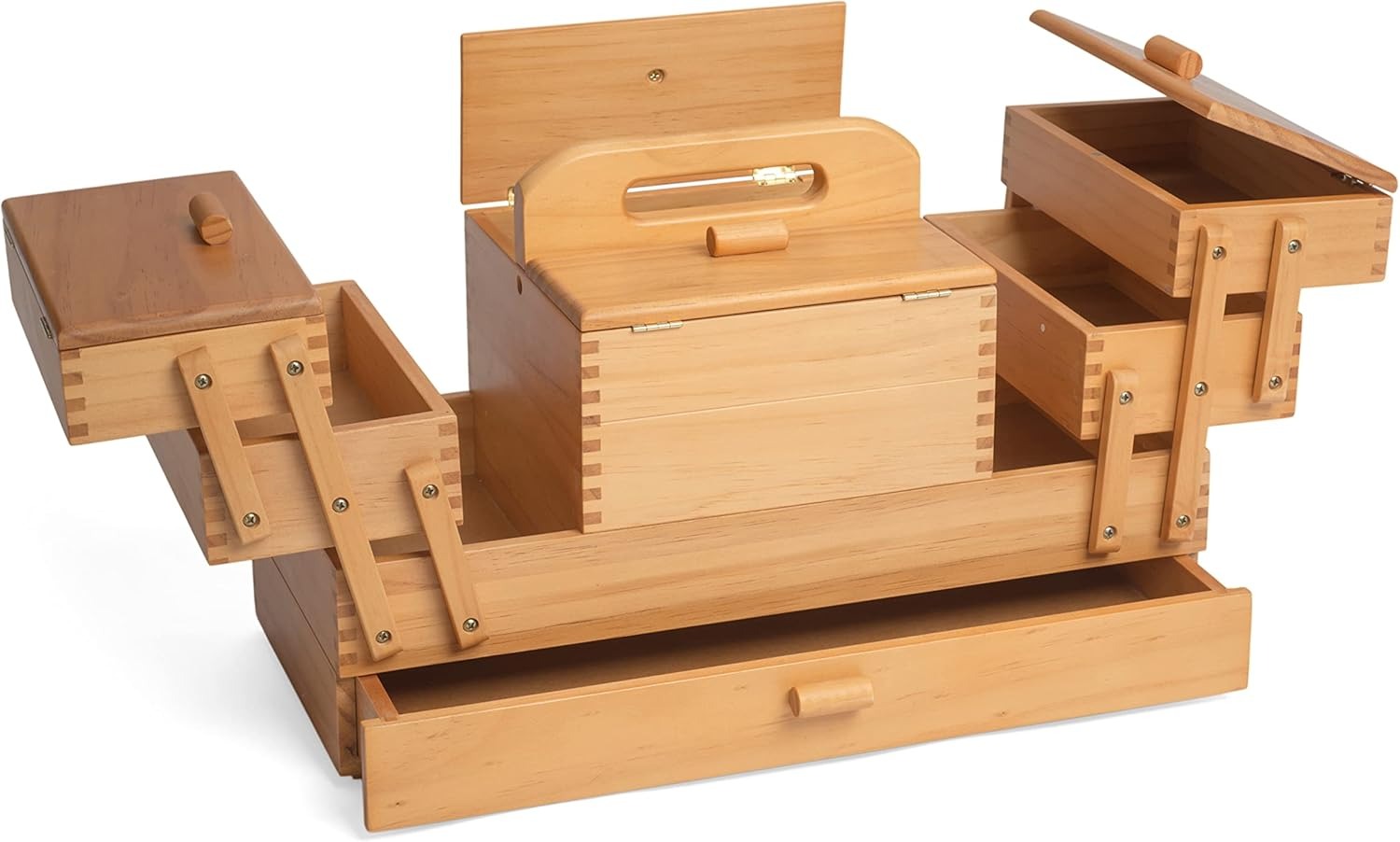 Coffret de rangement en bois à 4 niveaux pour loisirs créatifs, couture, cadeau de passe-temps, 23 x 41 x 28 cm