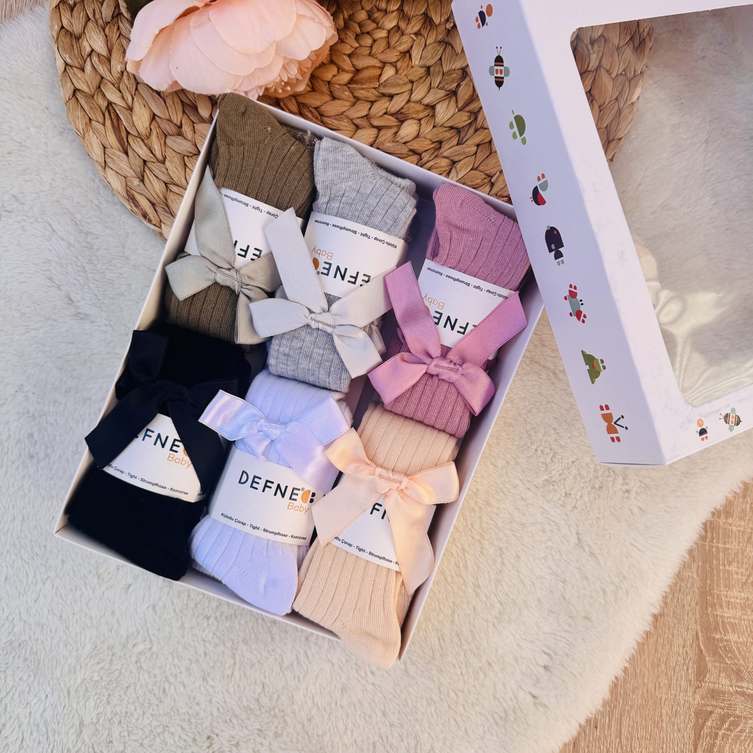 Image de Collants bébé en coton filles avec joli noeud - Unbranded