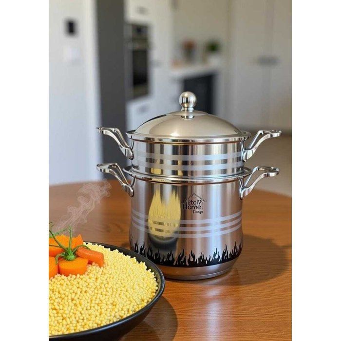 Image de Couscousier inox premum avec indicateur thermique visuel et design italien – Hauteur 20cm/8L