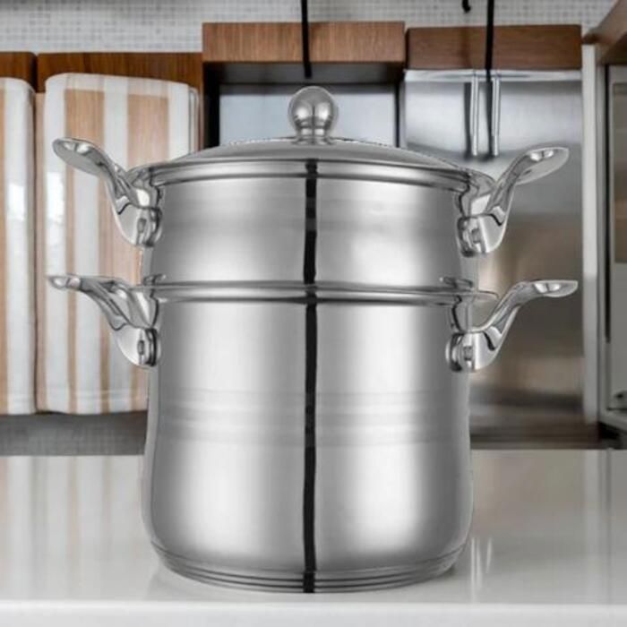 Image de Couscoussier en inox 12 litres avec couvercle en inox très haute qualité - Unbranded
