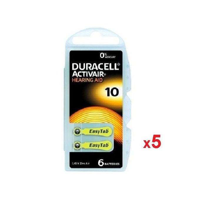 Image de Duracell piles Aide Auditive 1.45v Taille 10 PR70 5 Boite de 6 Piles Chacune - Unbranded