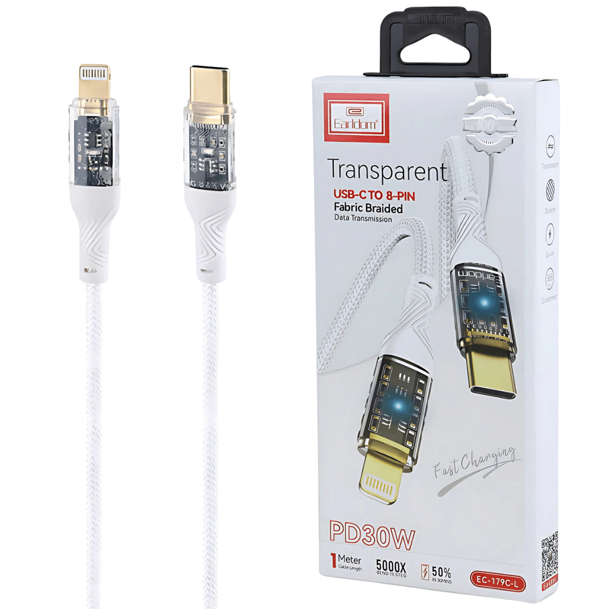 Earldom EC-179C-L Câble tressé en tissu USB-C vers Lightning