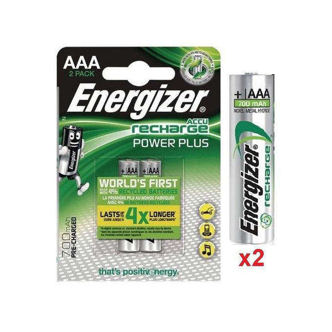 Image de Energizer Power Plus Pile Rechargeable AAA 700 mAh // Lot de 2 Piles Pré Charge