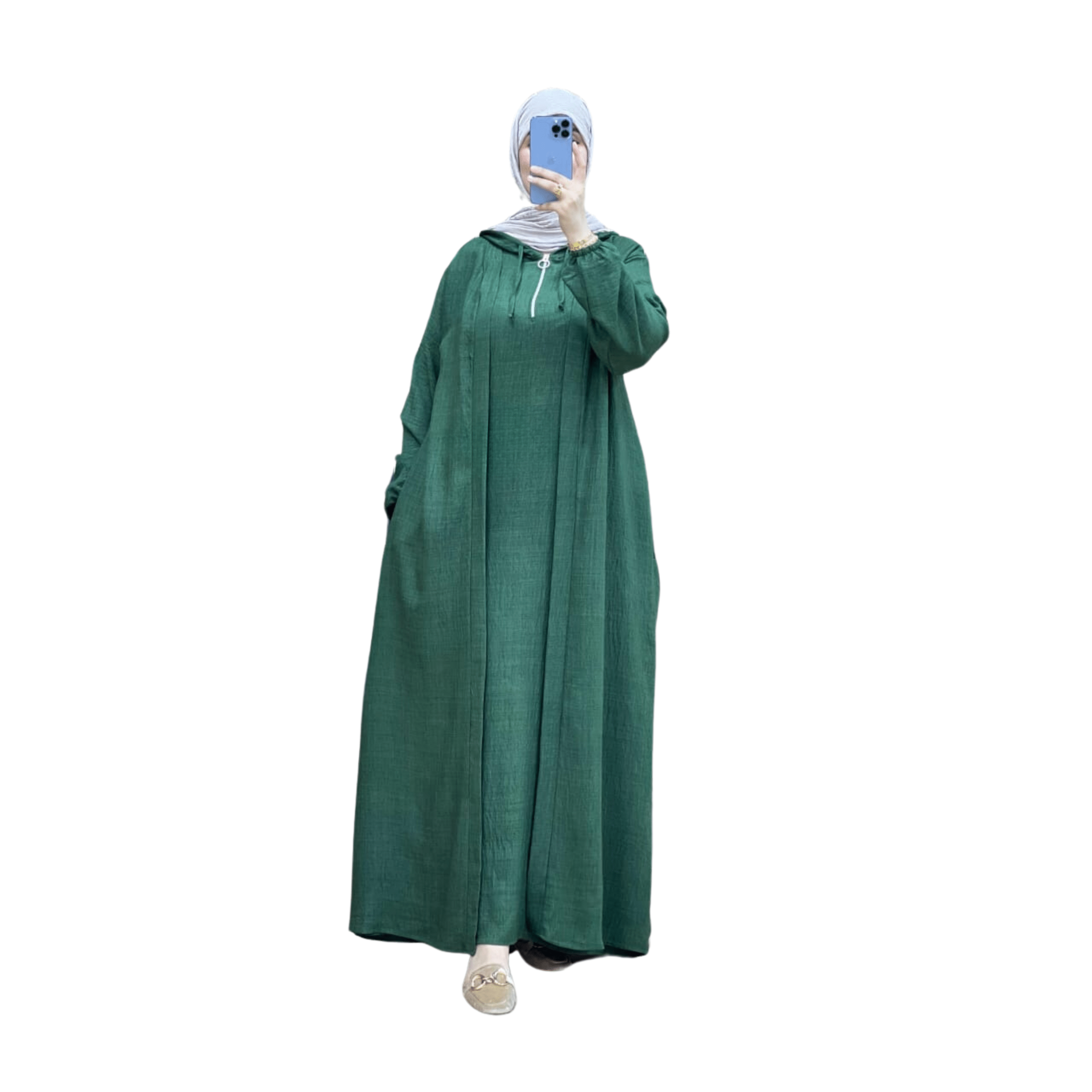 Image de Ensemble 2 pièces en lin Chemise à manches longues boutonnée et pantalon Robe Abaya "Tenues de Dubaï" - Unbranded