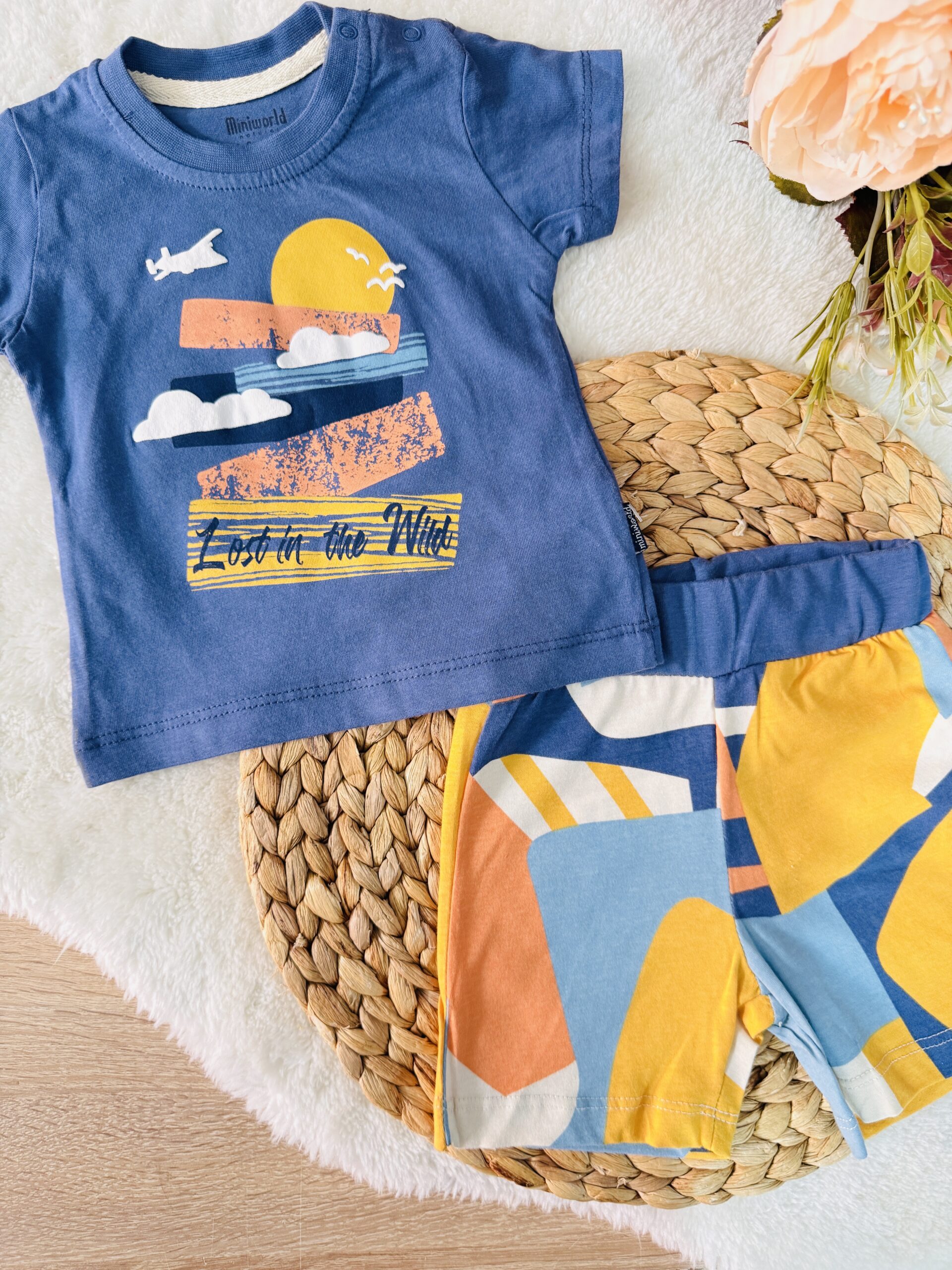 Image de Ensemble bébé short-tshirt en coton - Unbranded