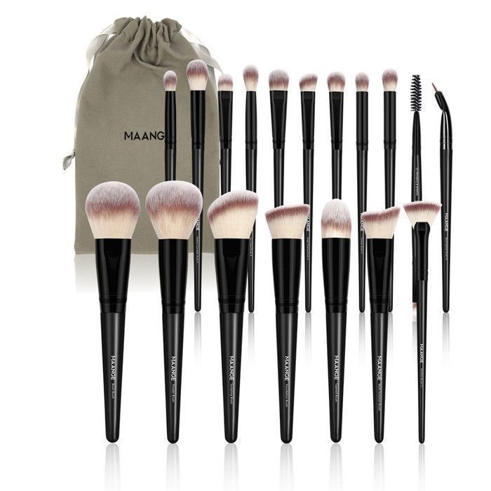 Image de Ensemble de pinceaux de maquillage - Maange - 18 pièces - Étui de voyage - Poils doux - Pour tous types de peau - Unbranded