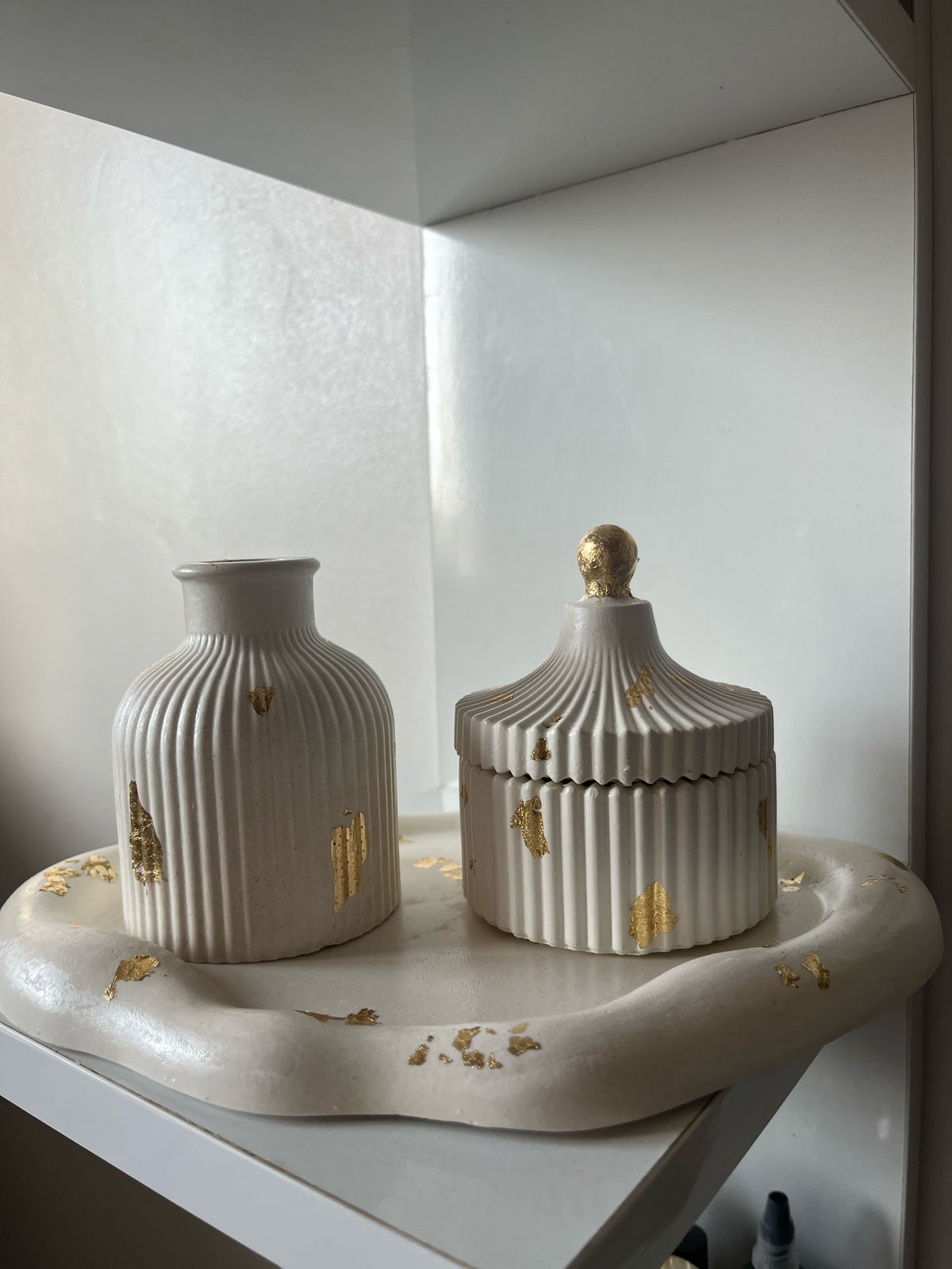 Image de Ensemble déco en béton artisanal blanc – Forme nuage - Unbranded