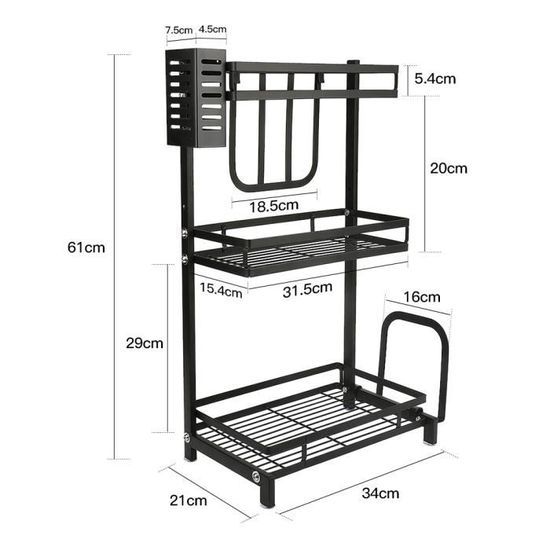 Image de Étagère à Epice-3 Niveaux pour Cuisine métal inoxidable - Unbranded