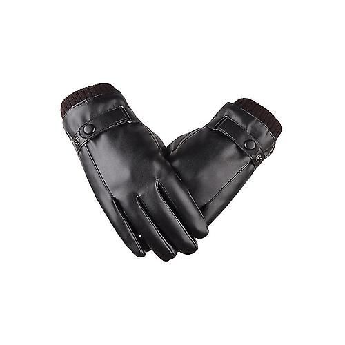 Image de Gants en Cuir Véritable pour Écran Tactile "Homme" - Unbranded
