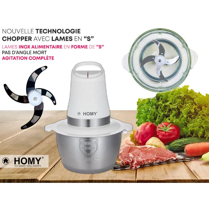 Image de Homy Creative Chopper INOX Hachoir Électrique à Lames S Cyclone - Meilleur Prix Multifonction