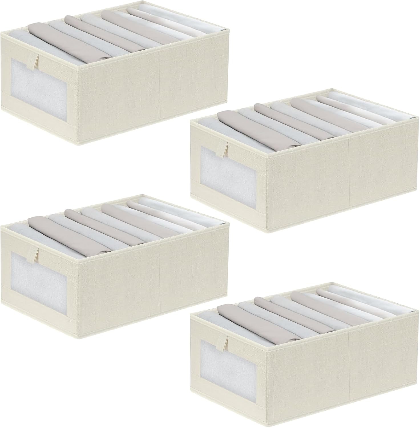 HOTOOLME - Paquet de 4 Bacs de Rangement en Lin