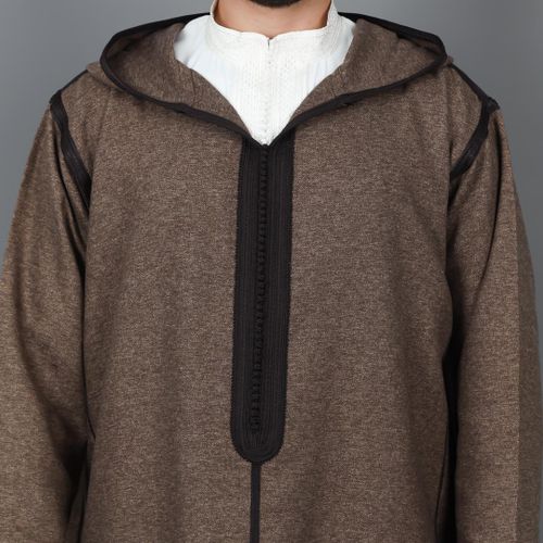Jabador Maroc Djellaba Flanelle Homme haute couture - Marron