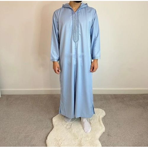 Jabador Maroc Djellaba Mlifa EXTRA Homme haute couture - Bleu Ciel