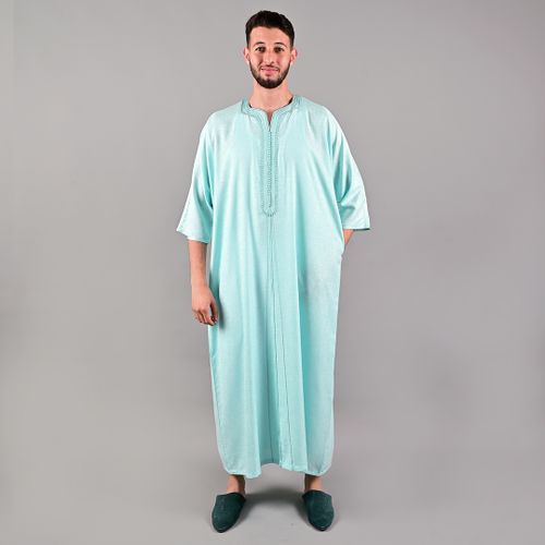 Jabador Maroc Gandoura Lin à la main Homme - Gris Noir