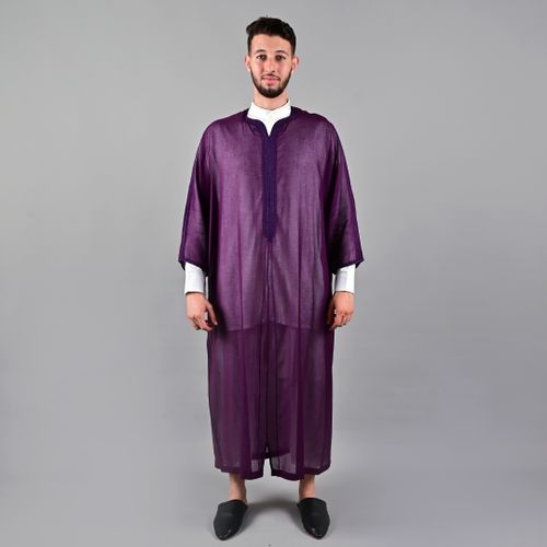 Jabador Maroc Gandoura soussdi à la main - Mauve