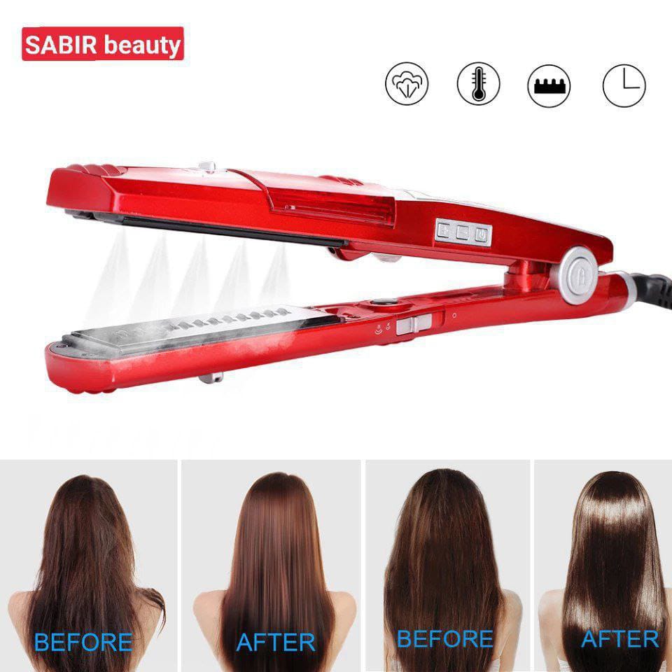 Kemei Fer à lisser professionnel pulvérisation vapeur défriser cheveux Plaques céramique