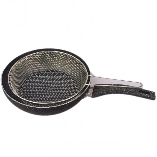 Kenz Poele A Frire avec panier en granite 26 CM Brown G-lineshop