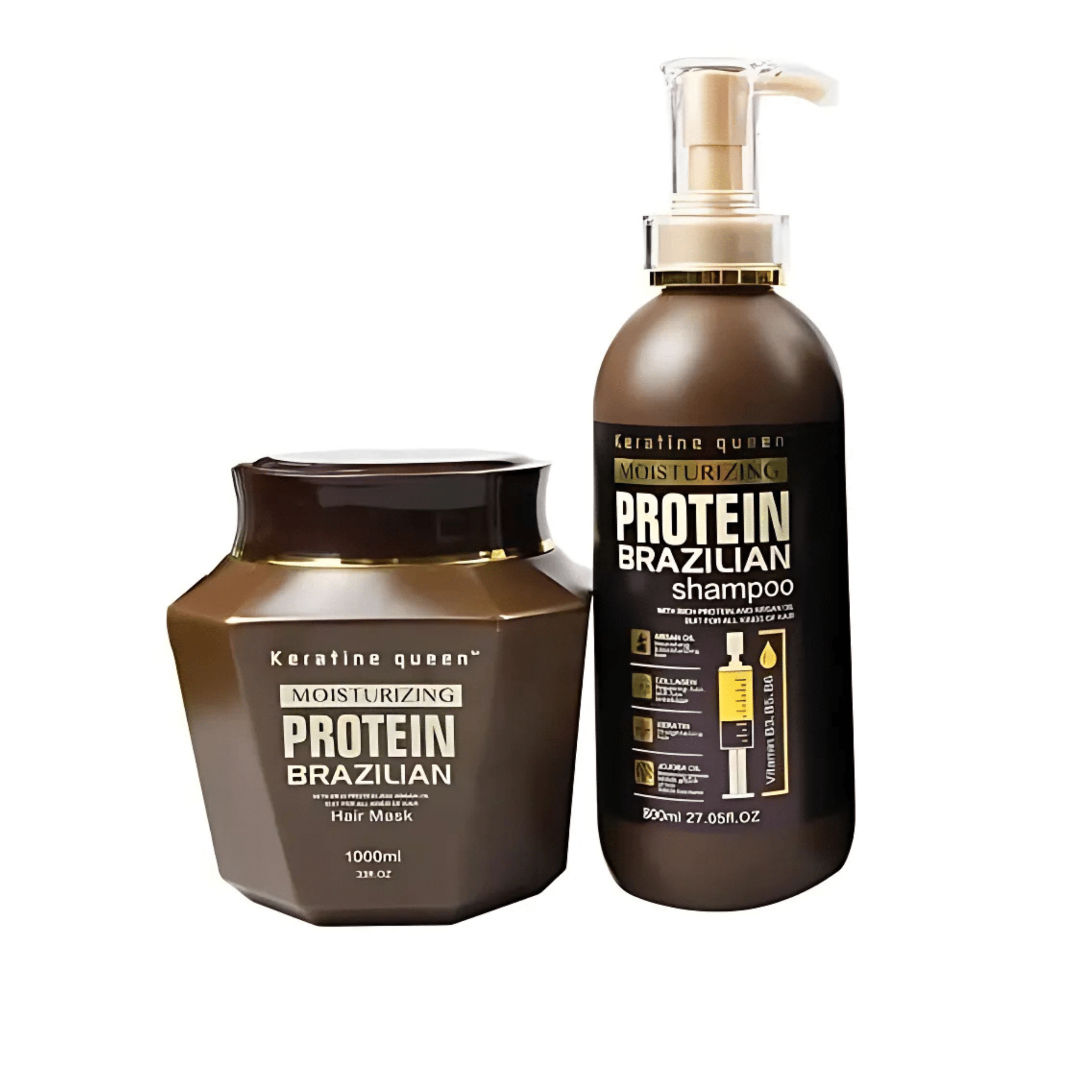 Image de keratine queen Protein Brazilian - Shampooing 800ml et Masque 1000 ML sans sulfate - Unbranded