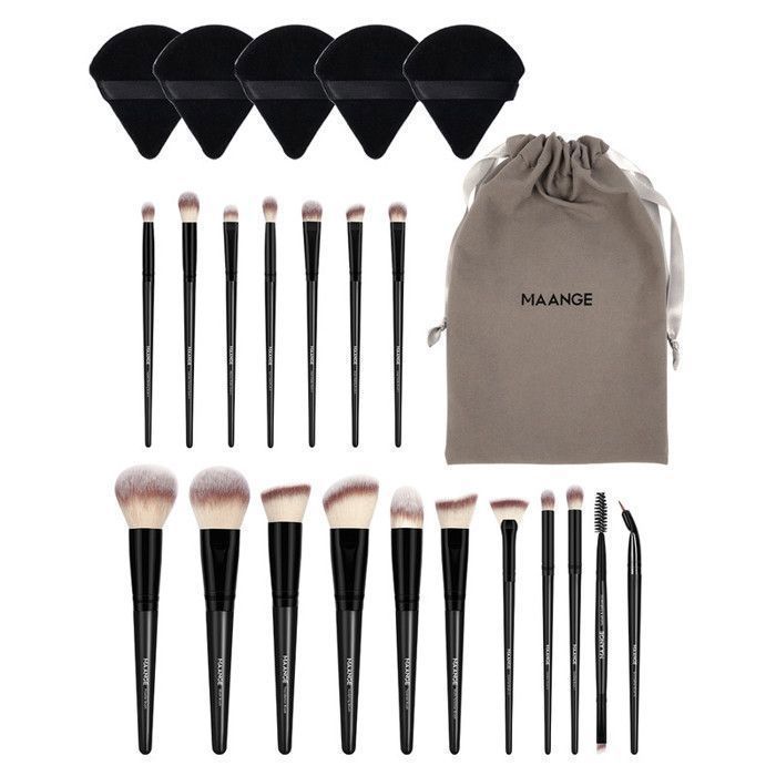 Image de Kit 18 Pinceaux de Makeup - Avec 5pcs houppette et sac-noir - Unbranded
