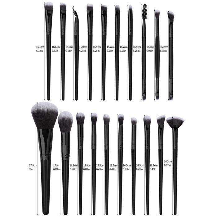 Image de Kit de 20 pinceaux de maquillage - Noir - Unbranded