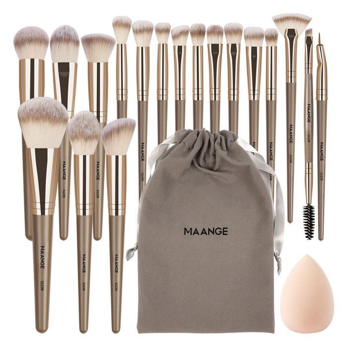 Image de Kit de pinceaux de maquillage - Maange - 18 pièces - Fibres synthétiques - Design élégant - Idéal pour débutants - Unbranded